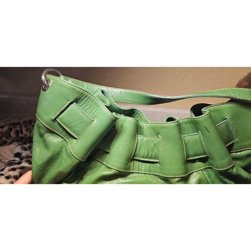 Furla Green Ruched Leather Shoulder Bag Made in Italy - Picture 6 of 10